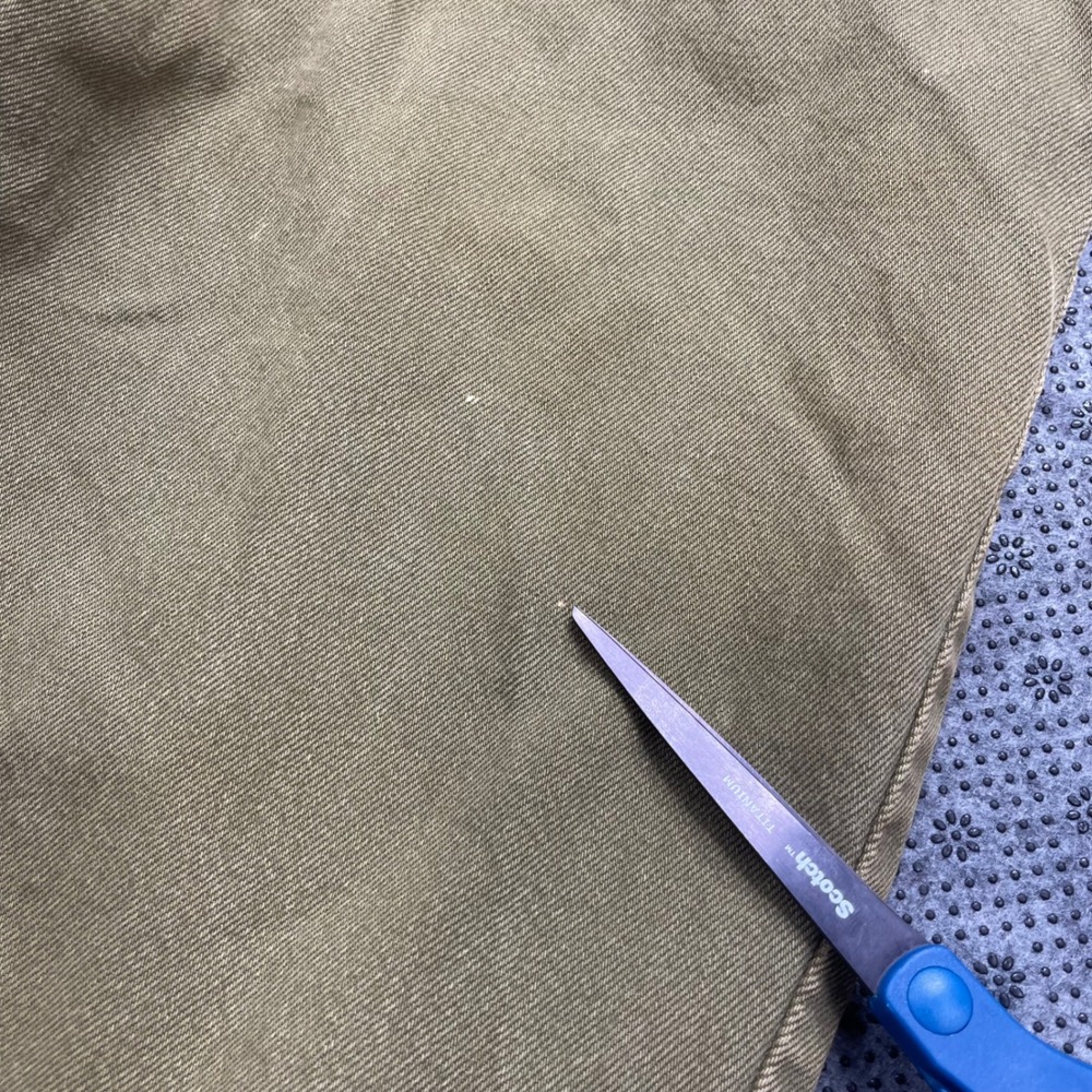 Vintage Edwin Slim Straight Leg Jeans Olive Green Cut Raw Hem High Rise W28 L25 - Picture 11 of 13